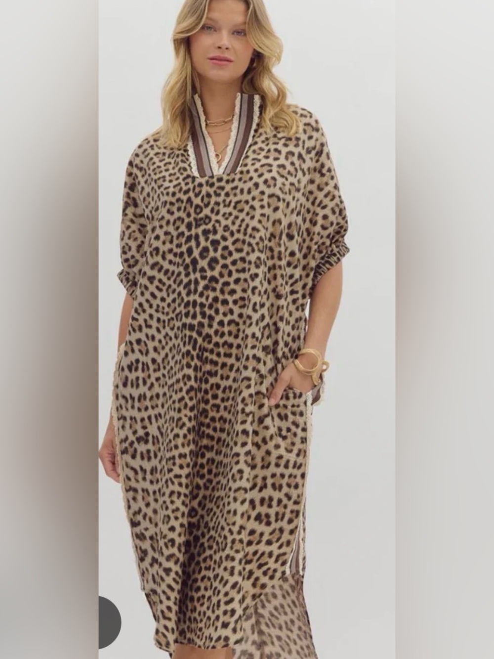 Entro Leopard Print Midi Dress